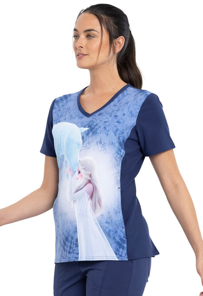 Elsa Tooniforms Licensed Disney Frozen V Neck Scrub Top TF627 FZRQ - Scrubs Select
