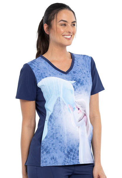 Elsa Tooniforms Licensed Disney Frozen V Neck Scrub Top TF627 FZRQ - Scrubs Select