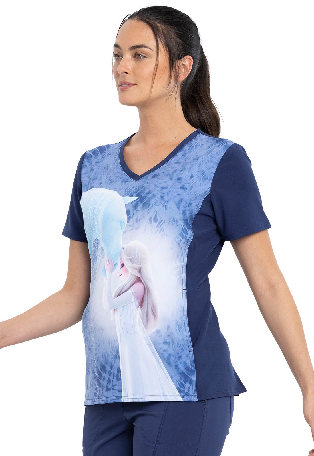 Elsa Tooniforms Licensed Disney Frozen V Neck Scrub Top TF627 FZRQ - Scrubs Select