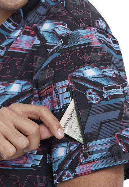 Fast And Furious Tooniforms Licensed Men's V Neck Scrub Top TF730 TFFF - Scrubs Select