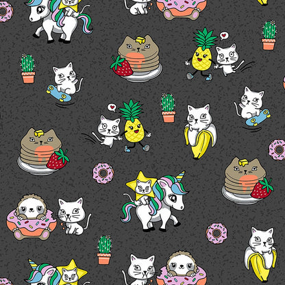 Feline Friendly Cherokee Cat Print V Neck Scrub Top CK678 FIFY - Scrubs Select