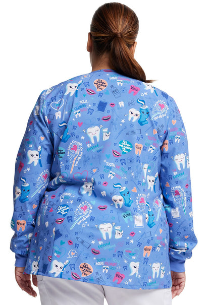 Fillings For You Dickies Dental Print Snap Front Scrub Jacket DK309 FGFU - Scrubs Select