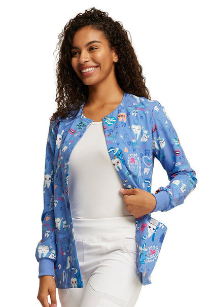 Fillings For You Dickies Dental Print Snap Front Scrub Jacket DK309 FGFU - Scrubs Select