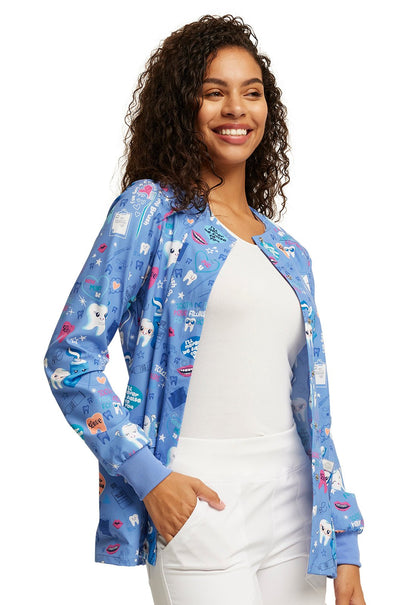 Fillings For You Dickies Dental Print Snap Front Scrub Jacket DK309 FGFU - Scrubs Select