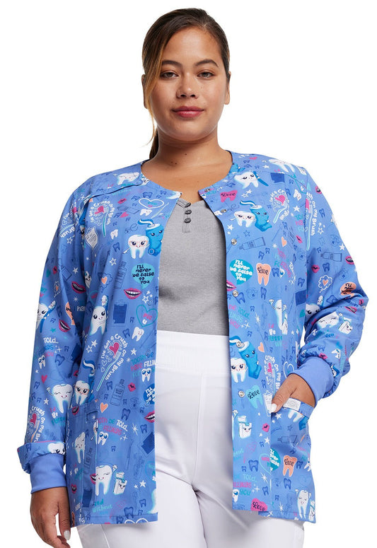 Fillings For You Dickies Dental Print Snap Front Scrub Jacket DK309 FGFU - Scrubs Select