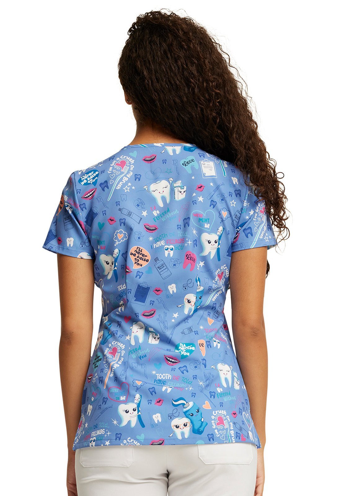 Fillings For You Dickies EDS Dental Print V Neck Scrub Top DK852 FGFU - Scrubs Select