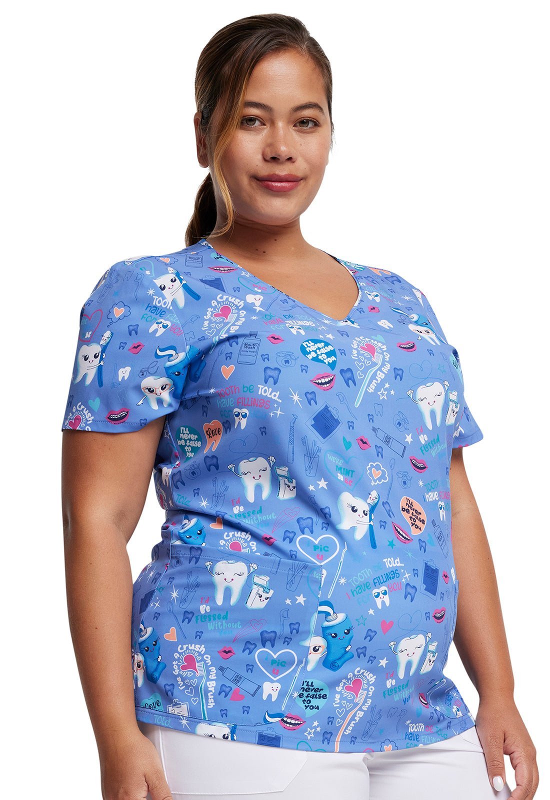 Fillings For You Dickies EDS Dental Print V Neck Scrub Top DK852 FGFU - Scrubs Select