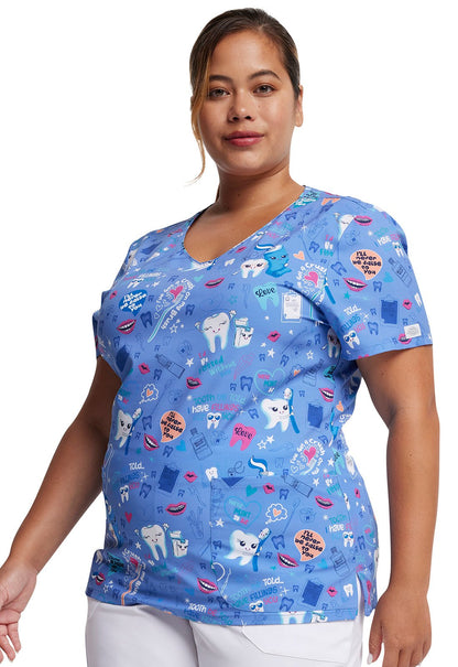 Fillings For You Dickies EDS Dental Print V Neck Scrub Top DK852 FGFU - Scrubs Select