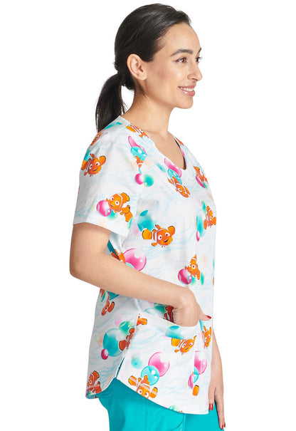 Finding Nemo Cherokee Tooniforms Licensed Disney V Neck Scrub Top TF727 FNNB - Scrubs Select