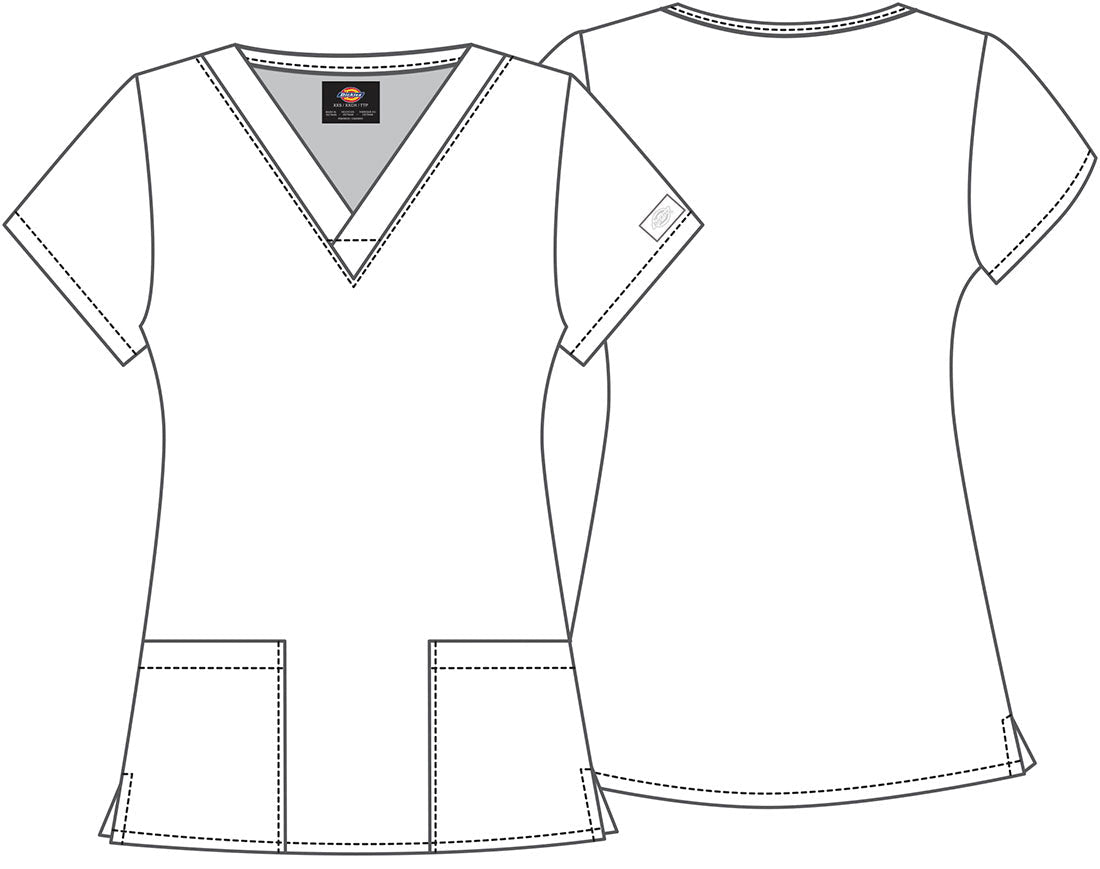 Flamazing Care Dickies Flamingo Nurse EDS Print V Neck Scrub Top DK717 FLZC - Scrubs Select