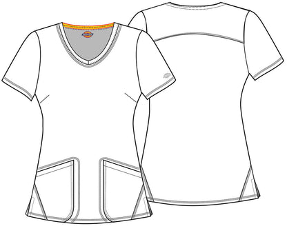 Floral Camo Dickies Dynamix Print Rounded V Neck Scrub Top DK618 FOFZ - Scrubs Select