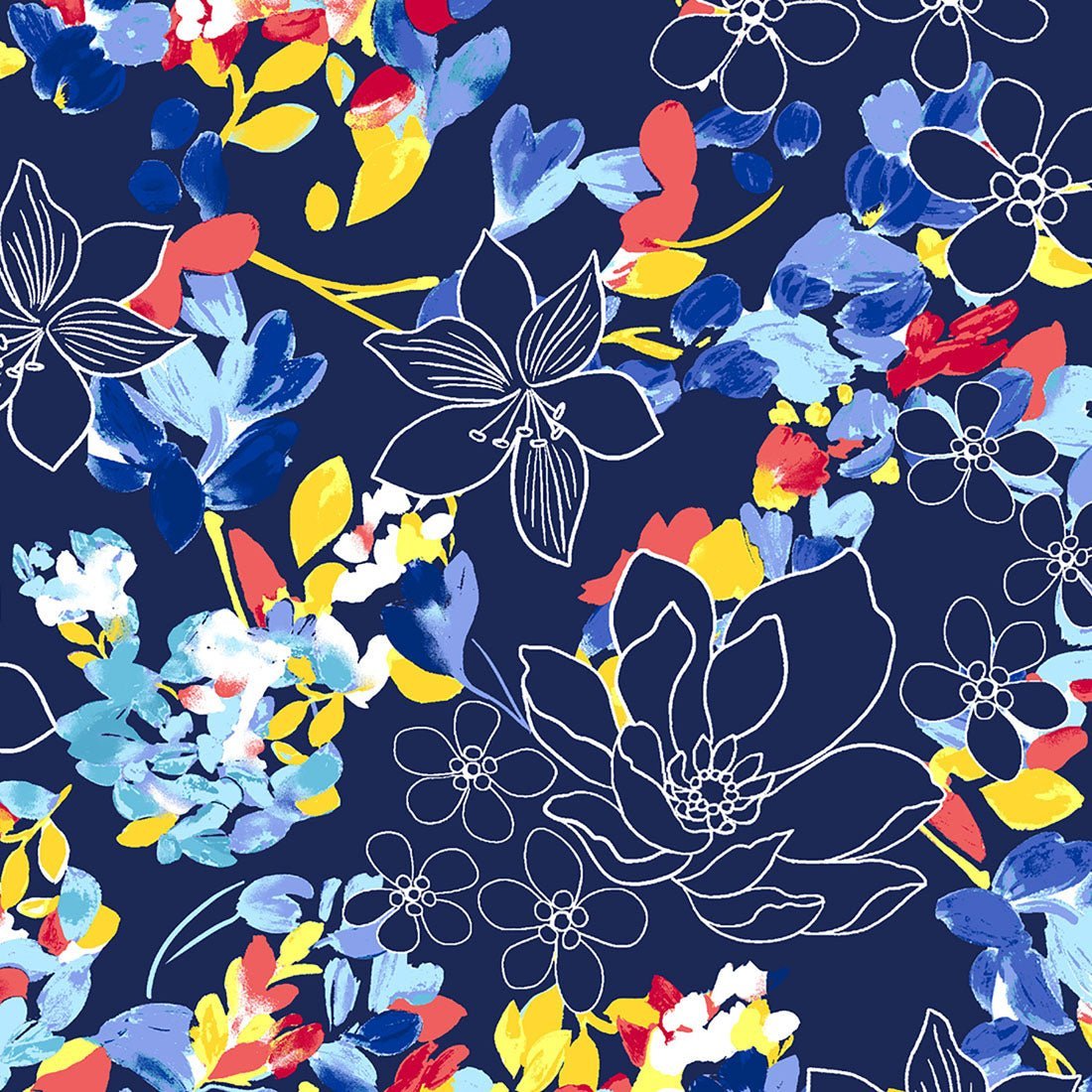 Floral Cherokee iflex Print Mock Wrap Knit Panel Scrub Top CK642 FUNZ - Scrubs Select