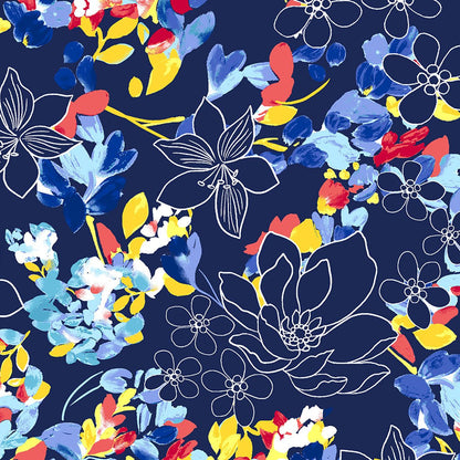 Floral Cherokee iflex Print Mock Wrap Knit Panel Scrub Top CK642 FUNZ - Scrubs Select