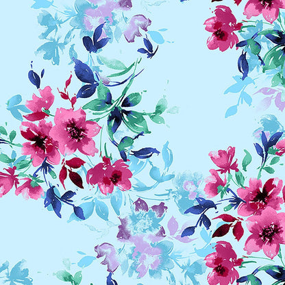 Floral Cherokee iFlex Print V Neck Knit Panel Scrub Top CK636 FFNY - Scrubs Select