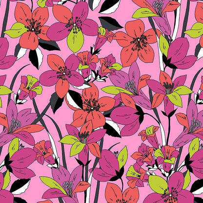 Floral Cherokee iFlex Print V Neck Knit Panel Scrub Top CK641 RTBM - Scrubs Select
