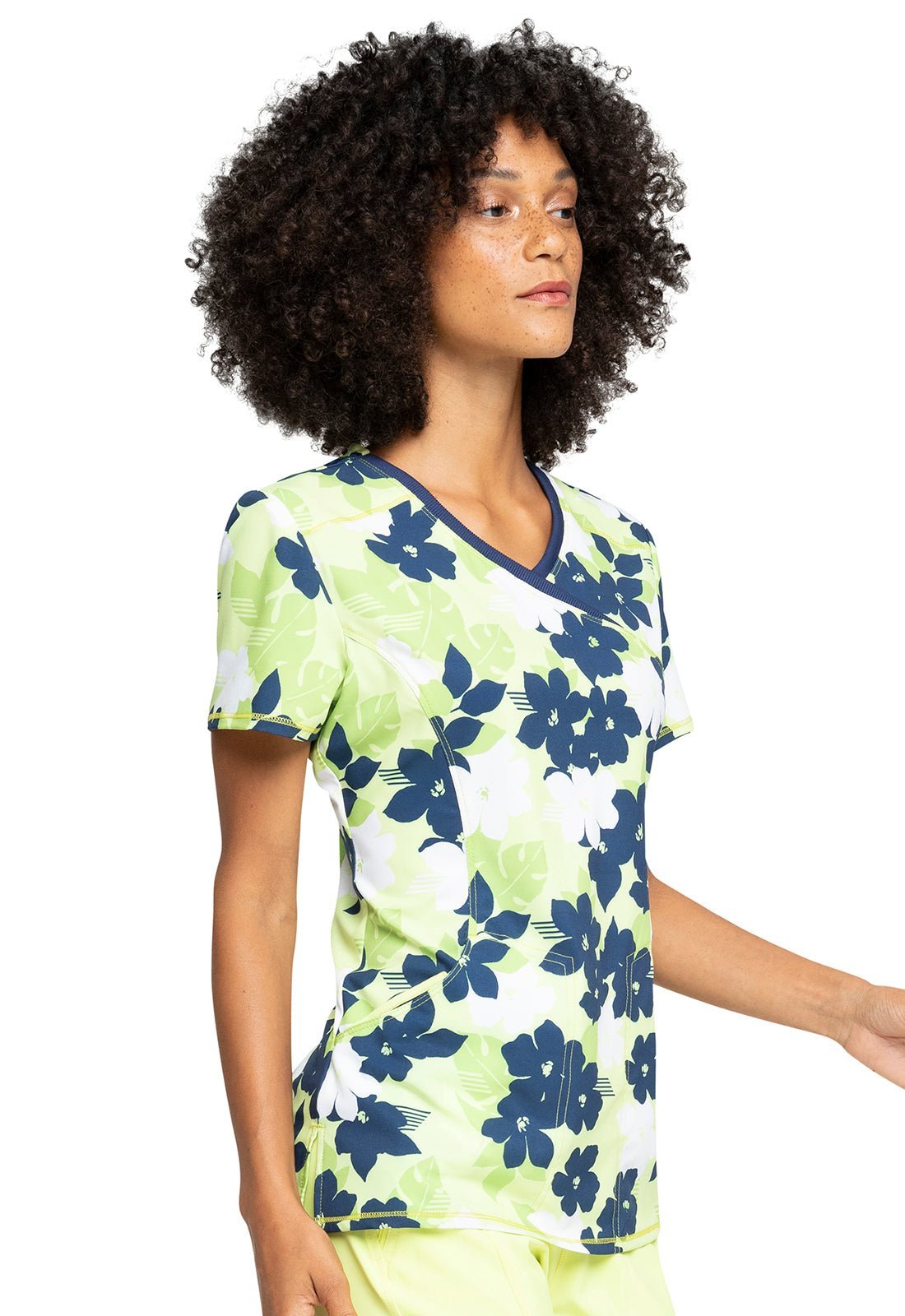Floral Cherokee Infinity Print Mock Wrap Scrub Top CK608 TRSW - Scrubs Select