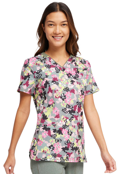 Floral Cherokee Infinity Print V Neck Scrub Top CK634 FLCM - Scrubs Select