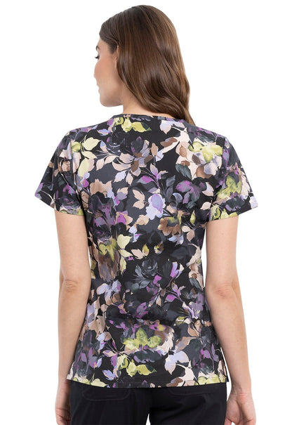 Floral Cherokee Print V Neck Scrub Top CK616 NTBC - Scrubs Select