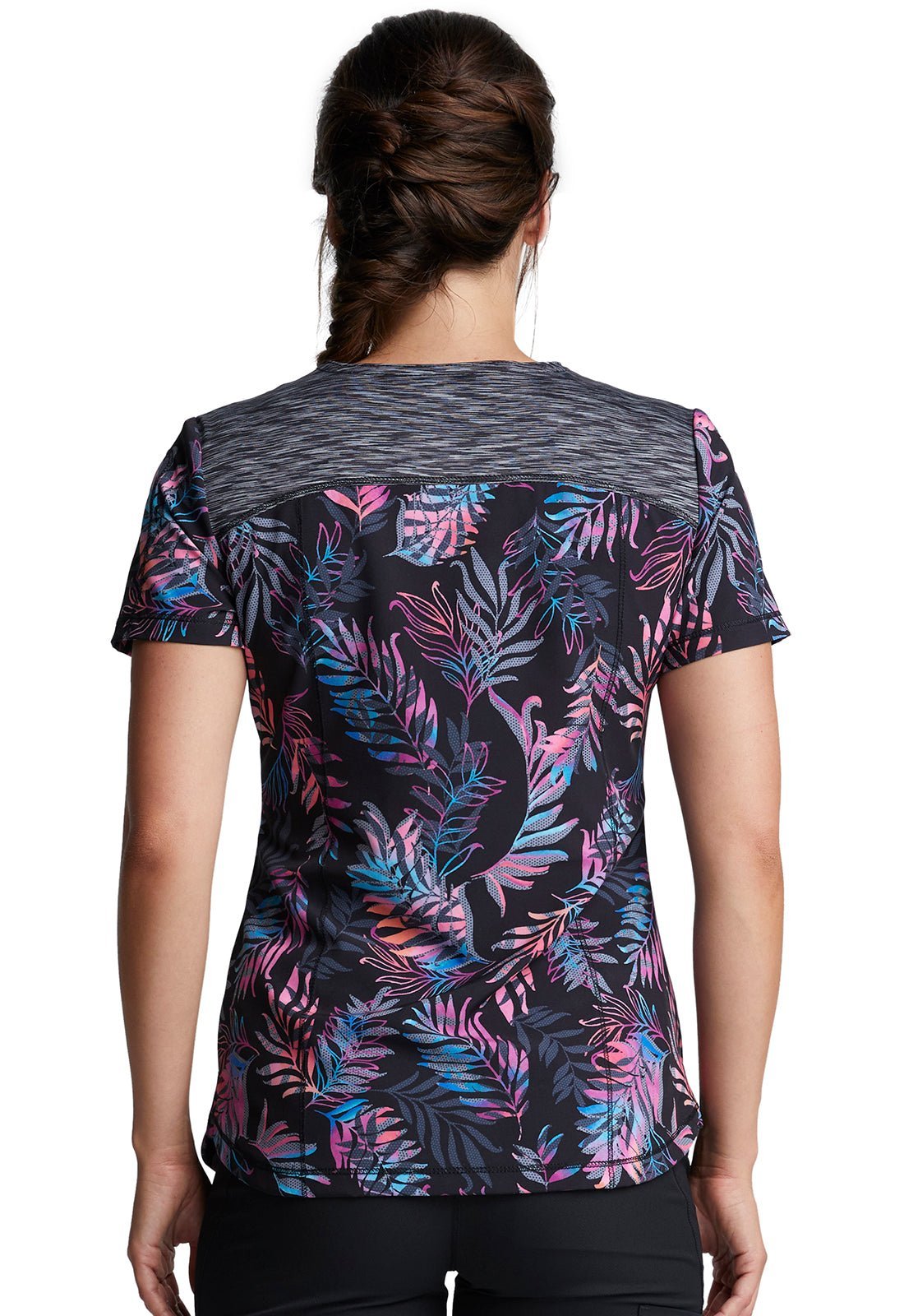 Floral Dickies Dynamix Print V Neck Scrub Top DK602 TDTP - Scrubs Select