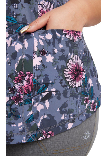 Floral Dickies Dynamix Print V Neck Scrub Top DK623 FGAI - Scrubs Select