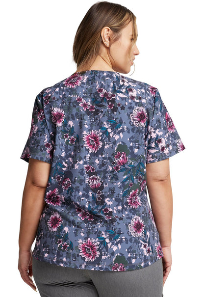 Floral Dickies Dynamix Print V Neck Scrub Top DK623 FGAI - Scrubs Select