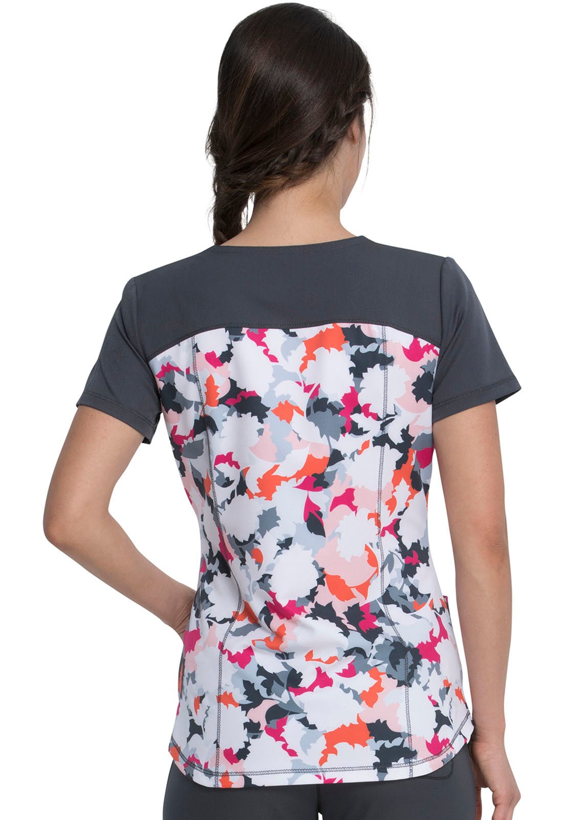 Floral Dickies Dynamix Print V Neck Scrub Top DK732 FAWF - Scrubs Select