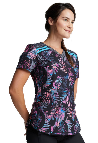 Floral Dickies Print V Neck Scrub Top DK602 TDTP - Scrubs Select