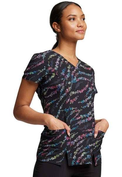 Floral Dickies Print V Neck Scrub Top DK656 BMWD - Scrubs Select