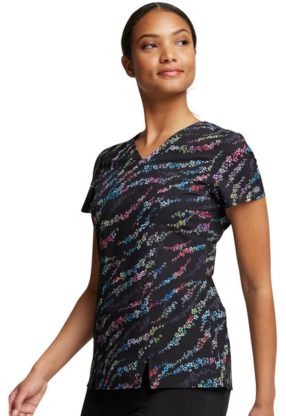 Floral Dickies Print V Neck Scrub Top DK656 BMWD - Scrubs Select