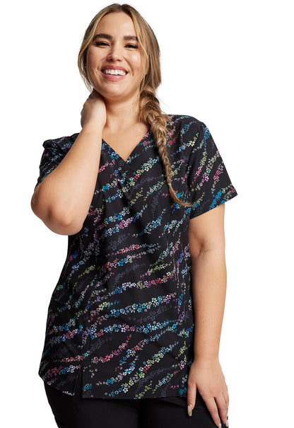 Floral Dickies Print V Neck Scrub Top DK656 BMWD - Scrubs Select