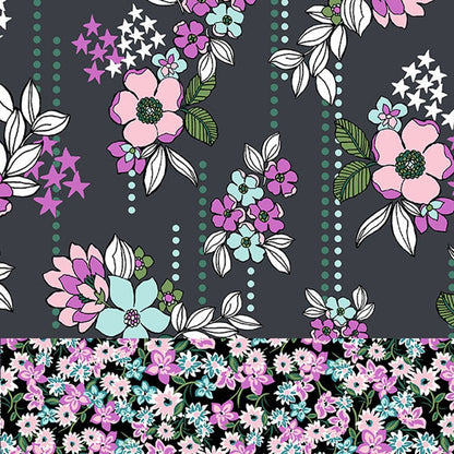 Floral Heartsoul Print Round Neck Scrub Top HS686 MTGY - Scrubs Select