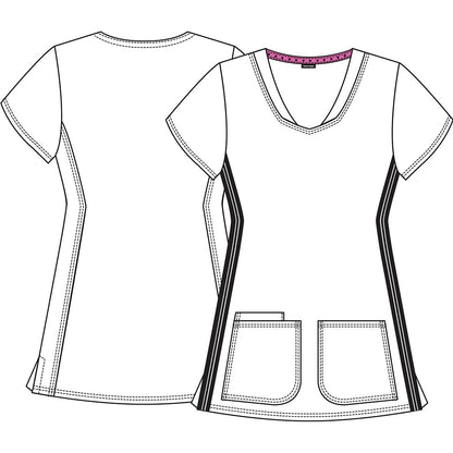 Floral Heartsoul Print V Neck Scrub Top HS720 RWBM - Scrubs Select