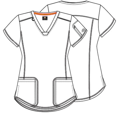 Floral Print Dickies Dynamix V Neck Scrub Top DK732 MTTR - Scrubs Select