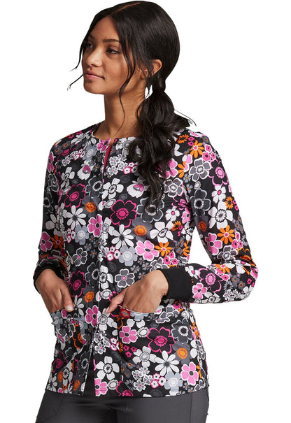 Floral Print Snap Front Scrub Jacket DK306 BOTO - Scrubs Select
