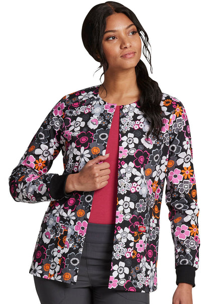 Floral Print Snap Front Scrub Jacket DK306 BOTO - Scrubs Select