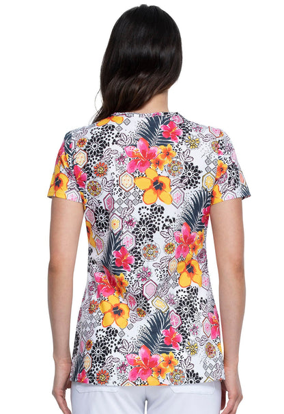 Floral Print V Neck Scrub Top DK708 LEJU - Scrubs Select
