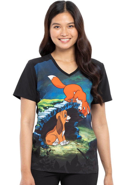Fox And Hound Tooniforms Licensed Disney V Neck Scrub Top TF637 FXAH - Scrubs Select