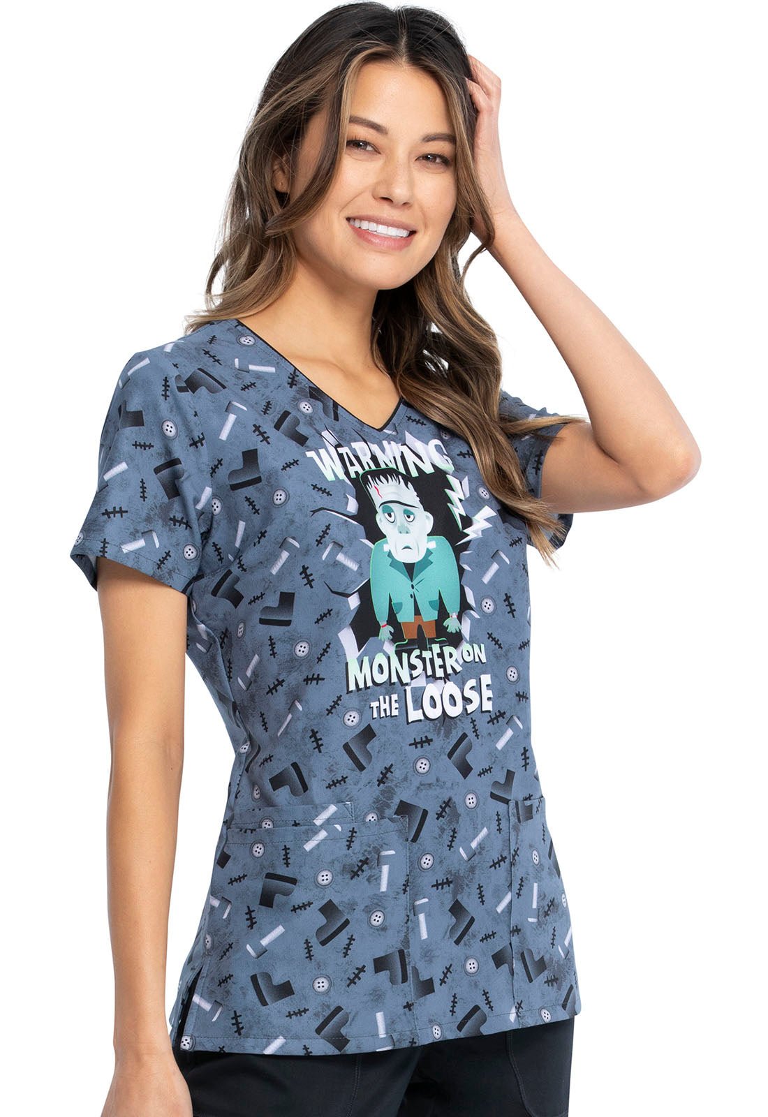 Frankenstein Tooniforms Halloween V Neck Scrub Top TF614 MSMW - Scrubs Select