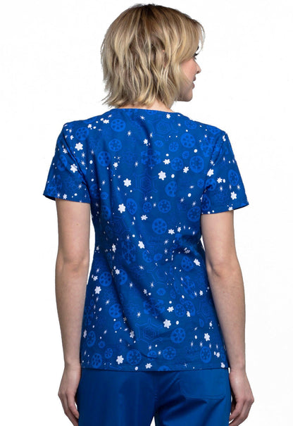 Frosty The Snowman Tooniforms Licensed Christmas V Neck Scrub Top TF634 FRMMG - Scrubs Select