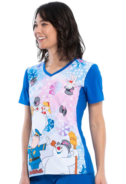 Frosty The Snowman Tooniforms Licensed V Neck Scrub Top TF627 FRLN - Scrubs Select