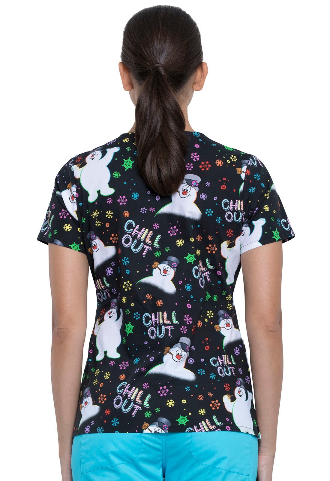 Frosty The Snowman Tooniforms V Neck Scrub Top TF614 FRCIC - Scrubs Select