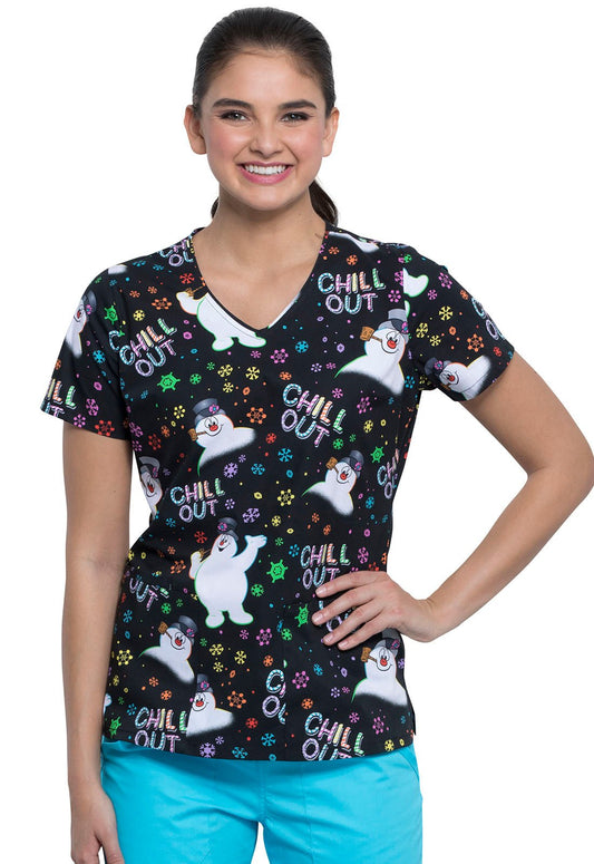 Frosty The Snowman Tooniforms V Neck Scrub Top TF614 FRCIC - Scrubs Select