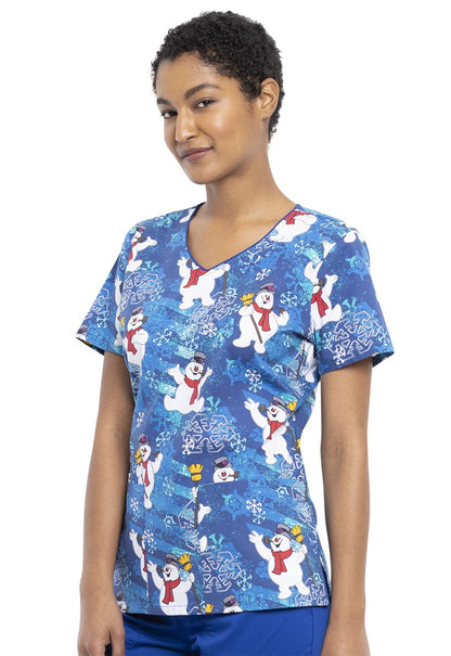 Frosty The Snowman Tooniforms V Neck Scrub Top TF614 FRSY - Scrubs Select