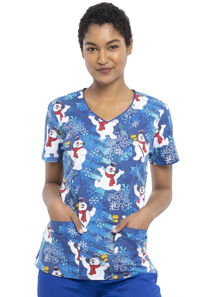 Frosty The Snowman Tooniforms V Neck Scrub Top TF614 FRSY - Scrubs Select