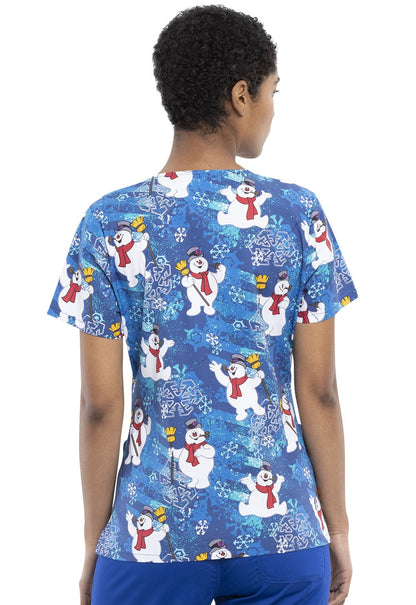 Frosty The Snowman Tooniforms V Neck Scrub Top TF614 FRSY - Scrubs Select
