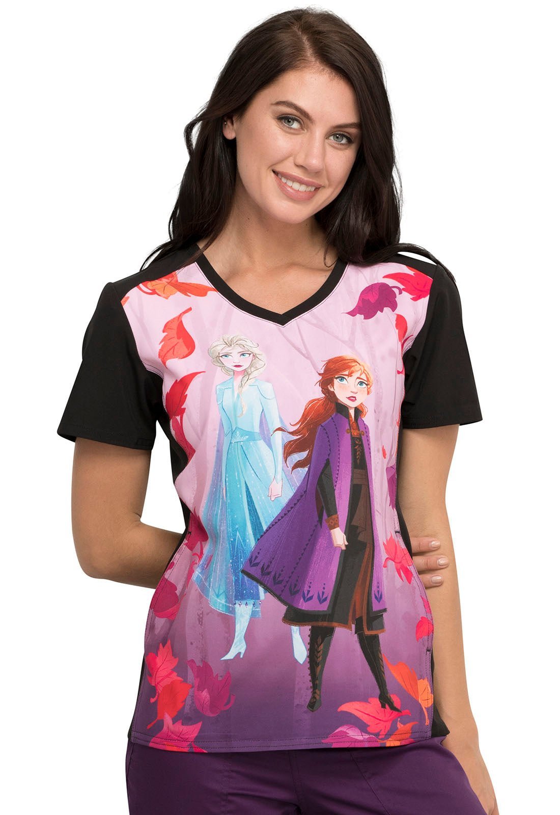 Frozen 2 Disney Scrub Top - Cherokee Licensed V - Neck TF637 FZTO - Scrubs Select