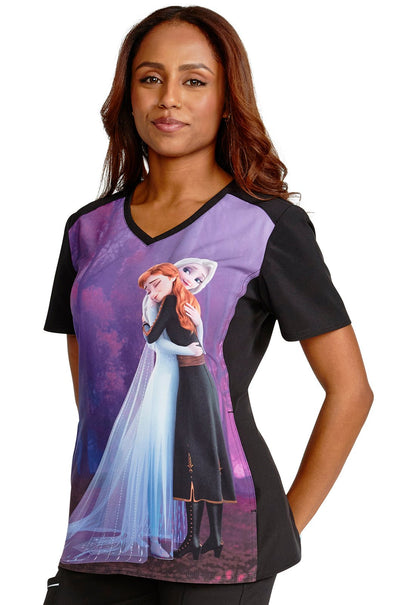 Frozen Cherokee Tooniforms Disney V Neck Scrub Top TF637 FZHG - Scrubs Select