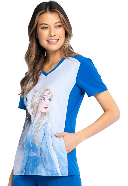 Frozen Tooniforms Licensed Disney V Neck Scrub Top TF637 FZAC - Scrubs Select