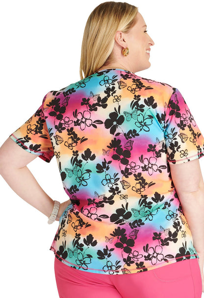 Garden Rainbow Cherokee Print V Neck Scrub Top CK703 GRRB - Scrubs Select