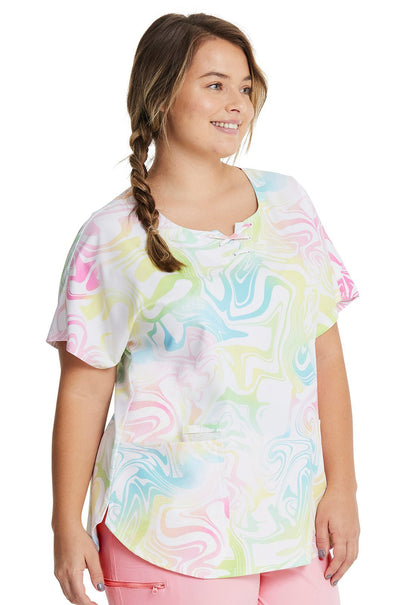 Gimme A Swirl HeartSoul Print Round Neck Scrub Top HS685 GESW - Scrubs Select